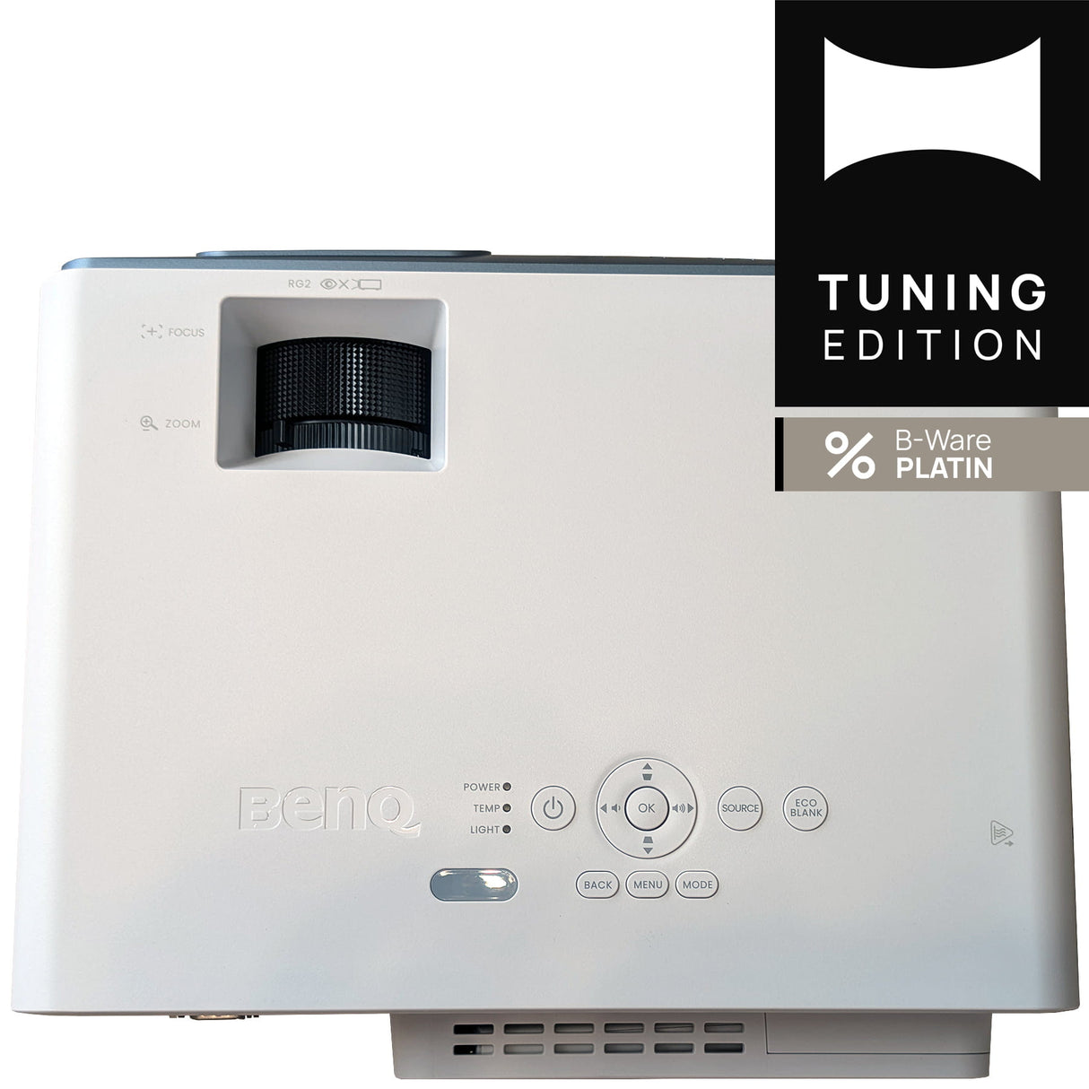 BenQ TK710STi 4K Kurzdistanz Laser Beamer - Ansicht von oben mit Objektiv und Bedienfeld