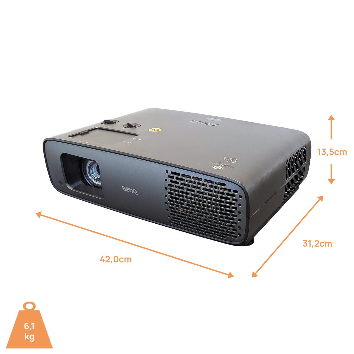 BenQ W4100i 4K Laser TV Beamer - Maßzeichnung mit Abmessungen