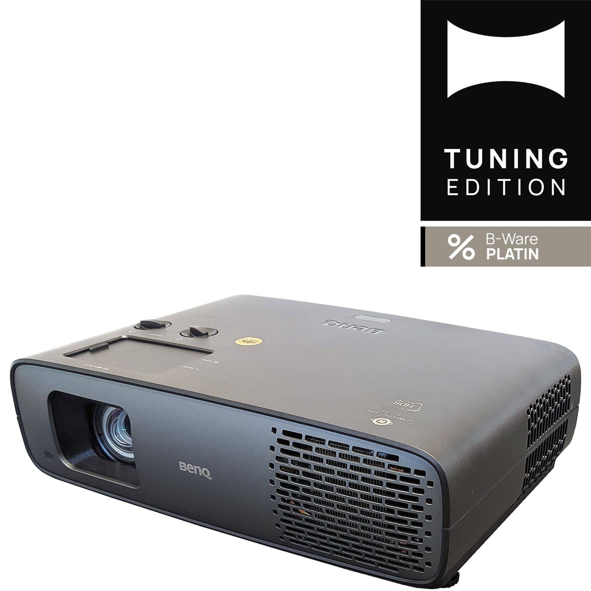 BenQ W4100i 4K Laser TV Beamer - Schrägansicht HEIMKINO.de Tuning Edition Logo