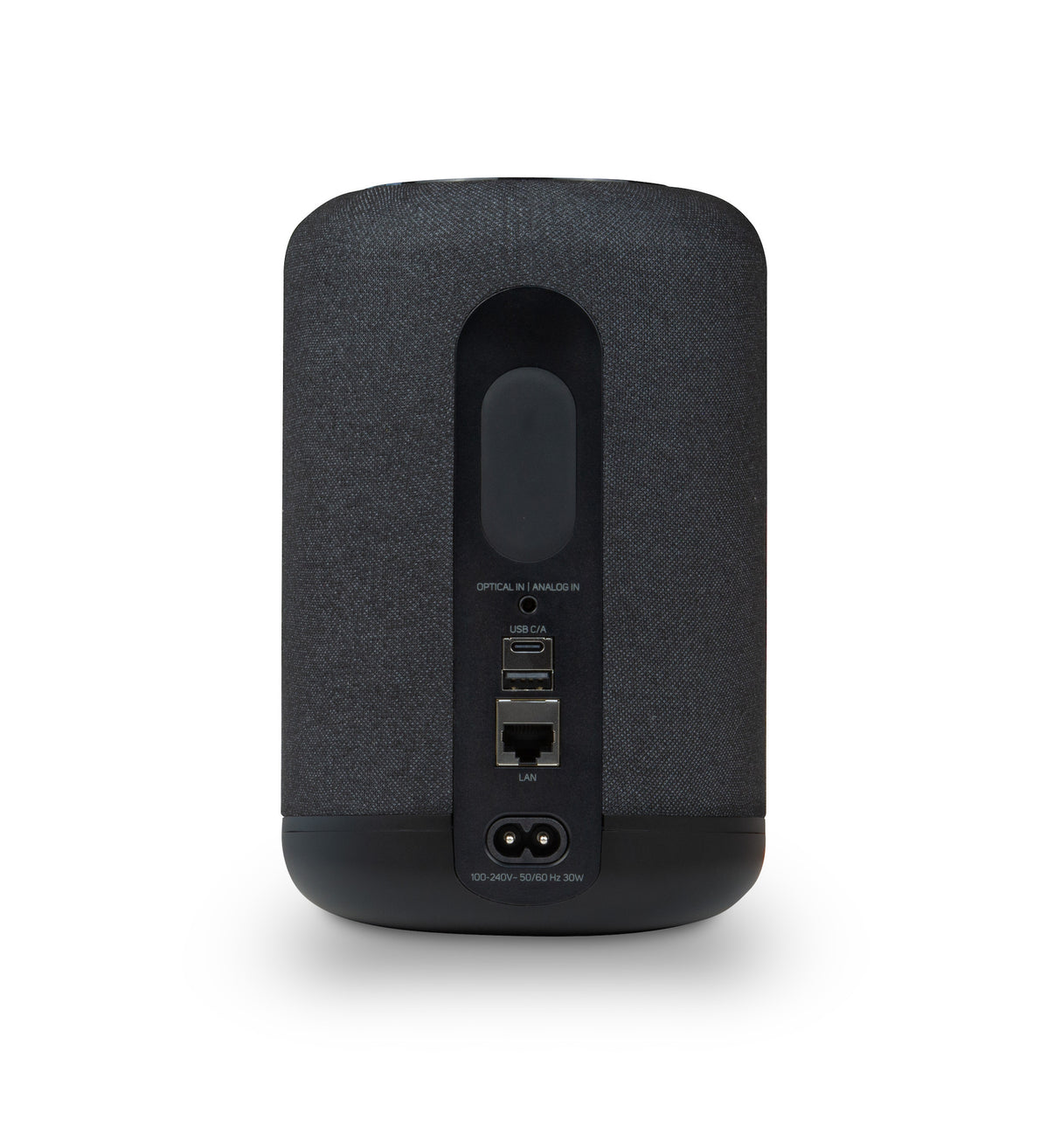 Bluesound PULSE Flex Schwarz Streaming-Lautsprecher - Rückseite mit Anschlüssen (USB-C, LAN)