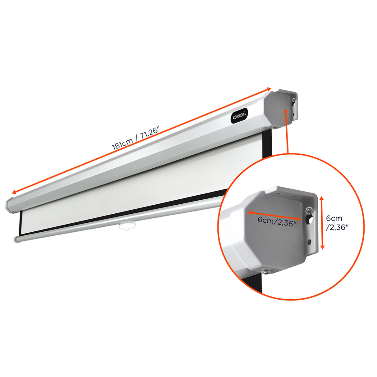 Celexon Leinwand Rollo Economy 160x90 - Gehäuse Maßzeichnung
