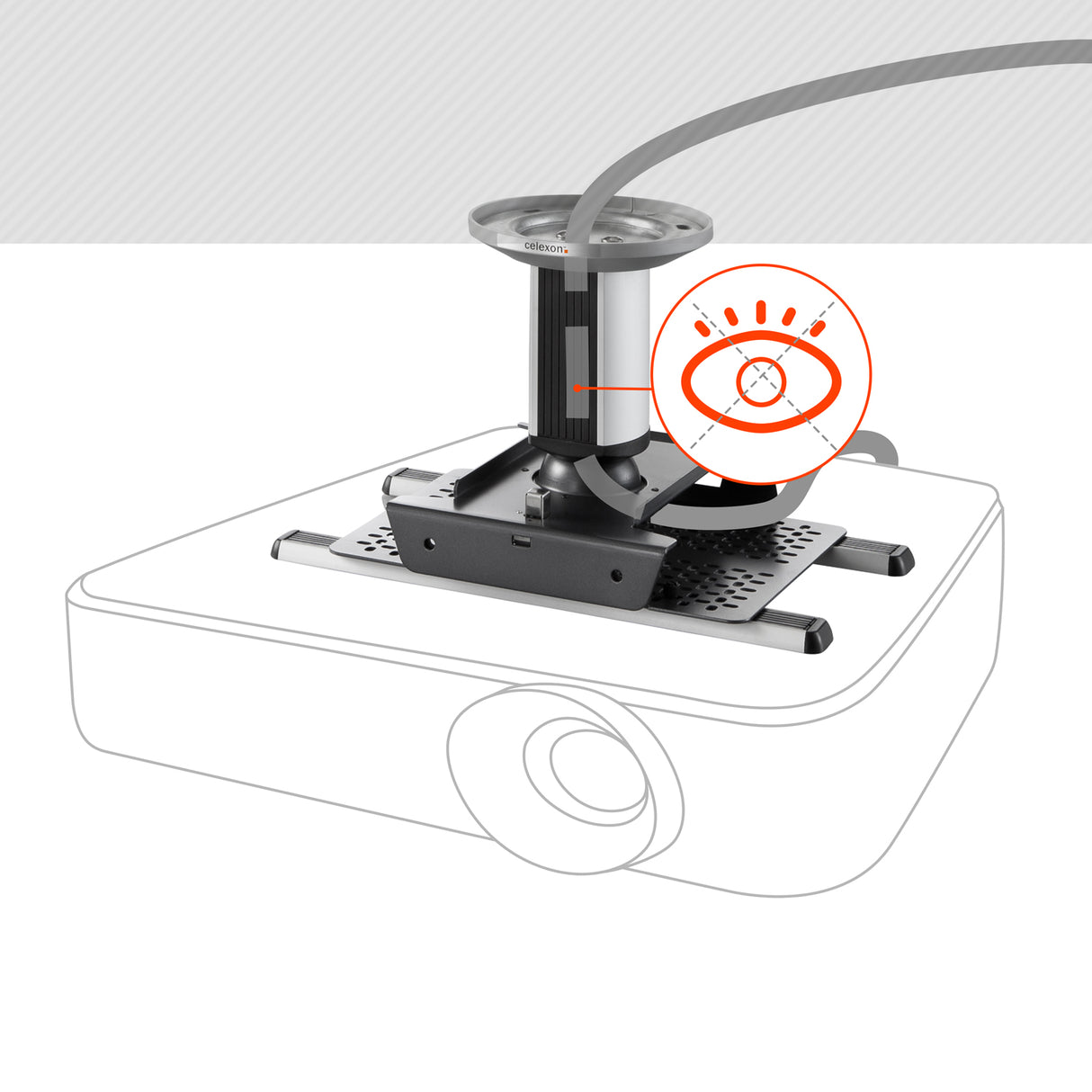 Celexon universal MultiCel 1500 Expert - Ansicht mit Beamer-Silhouette