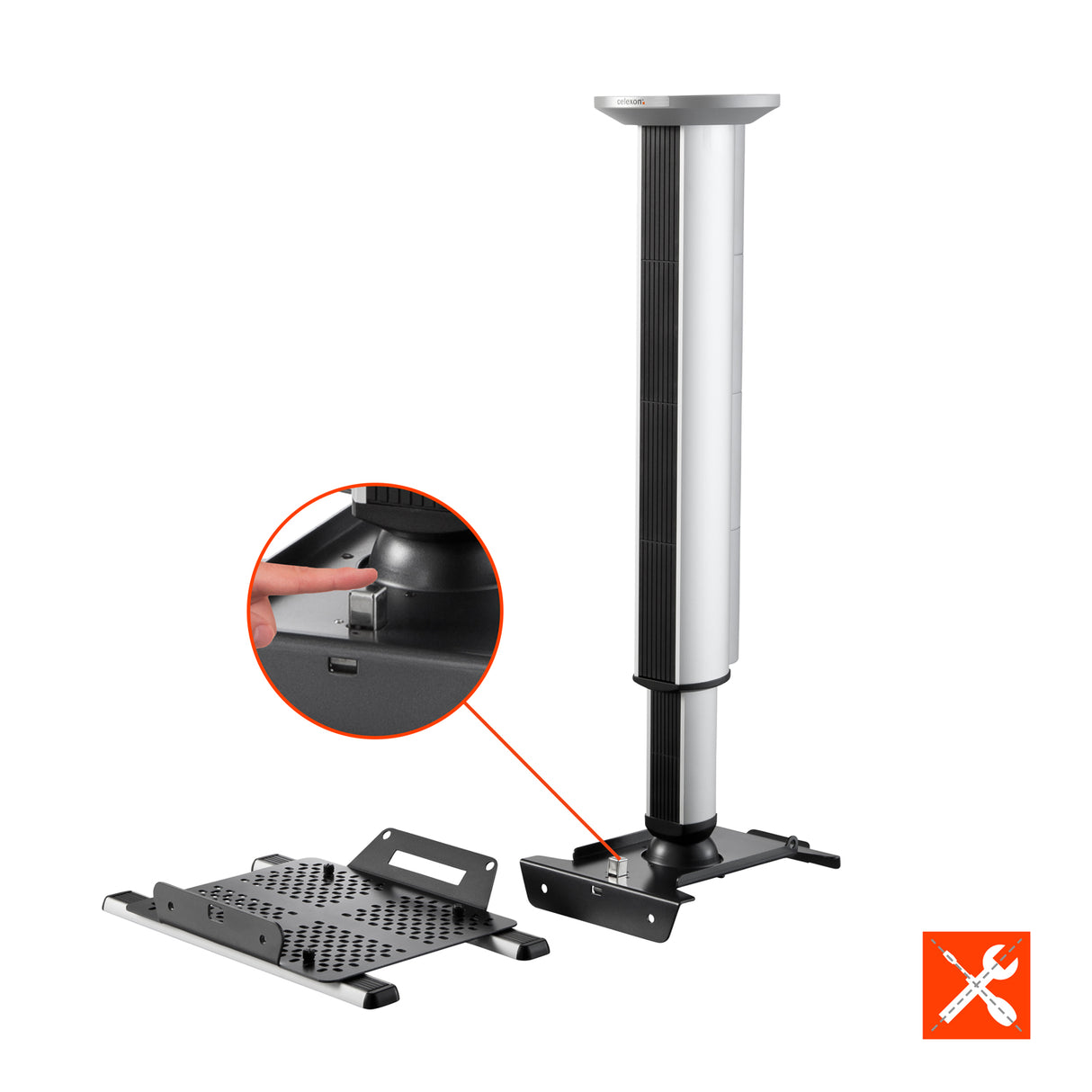 celexon MultiCel 4070 Expert Beamer Deckenhalterung - Detail Höhenverstellung
