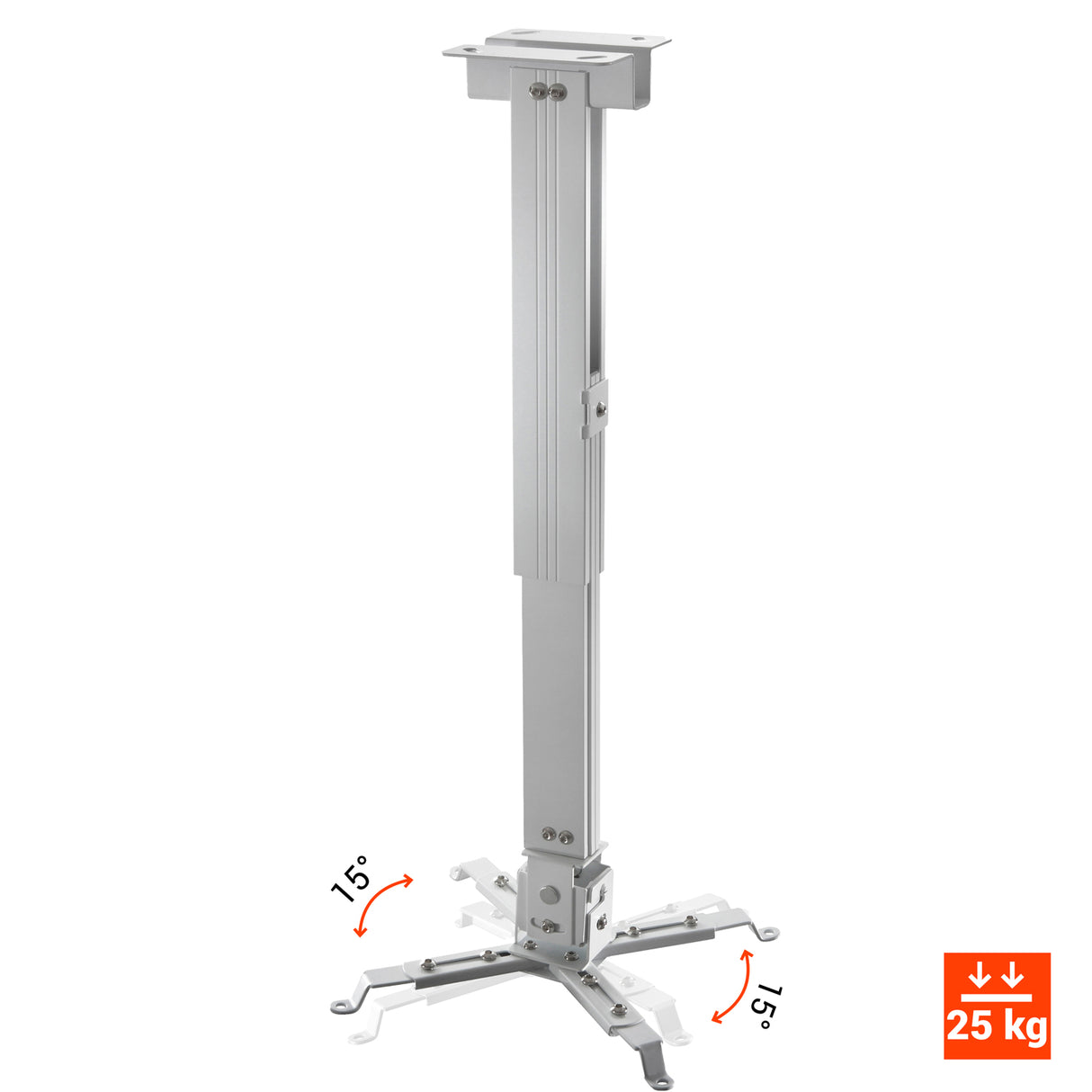 Celexon Beamerhalterung MultiCel63100W - Schrägansicht mit Neigungswinkel und Traglast 25 kg