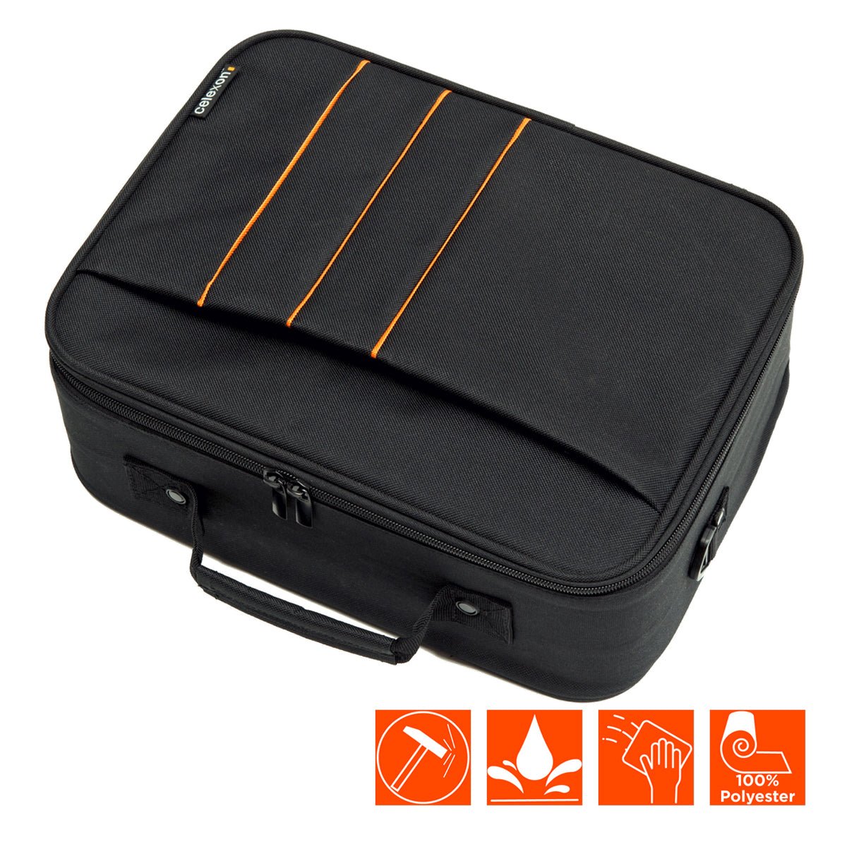 celexon Beamertasche Economy Line Large - Ansicht von oben mit Materialeigenschaften