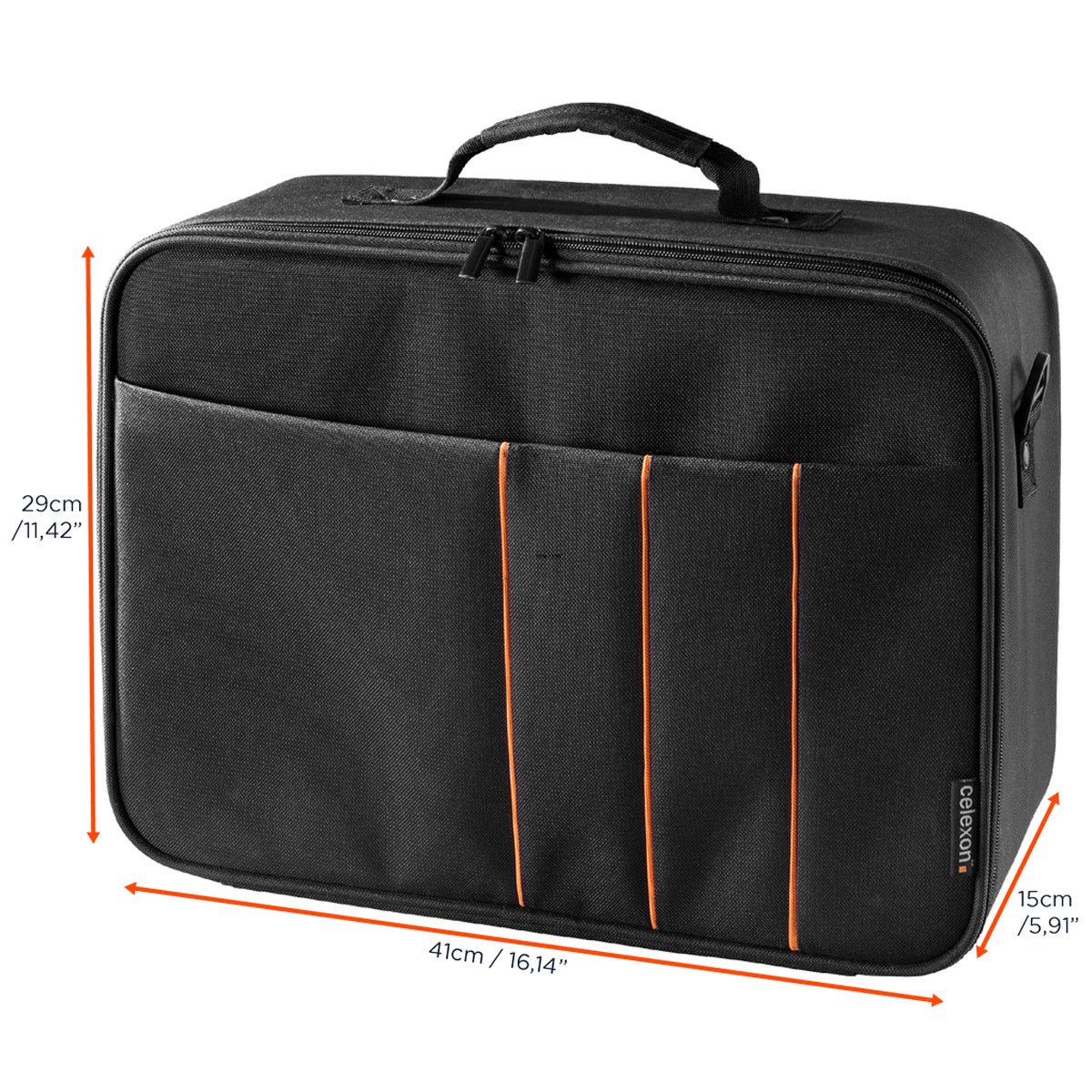 celexon Beamertasche Economy Line Large - Maßzeichnung mit Abmessungen