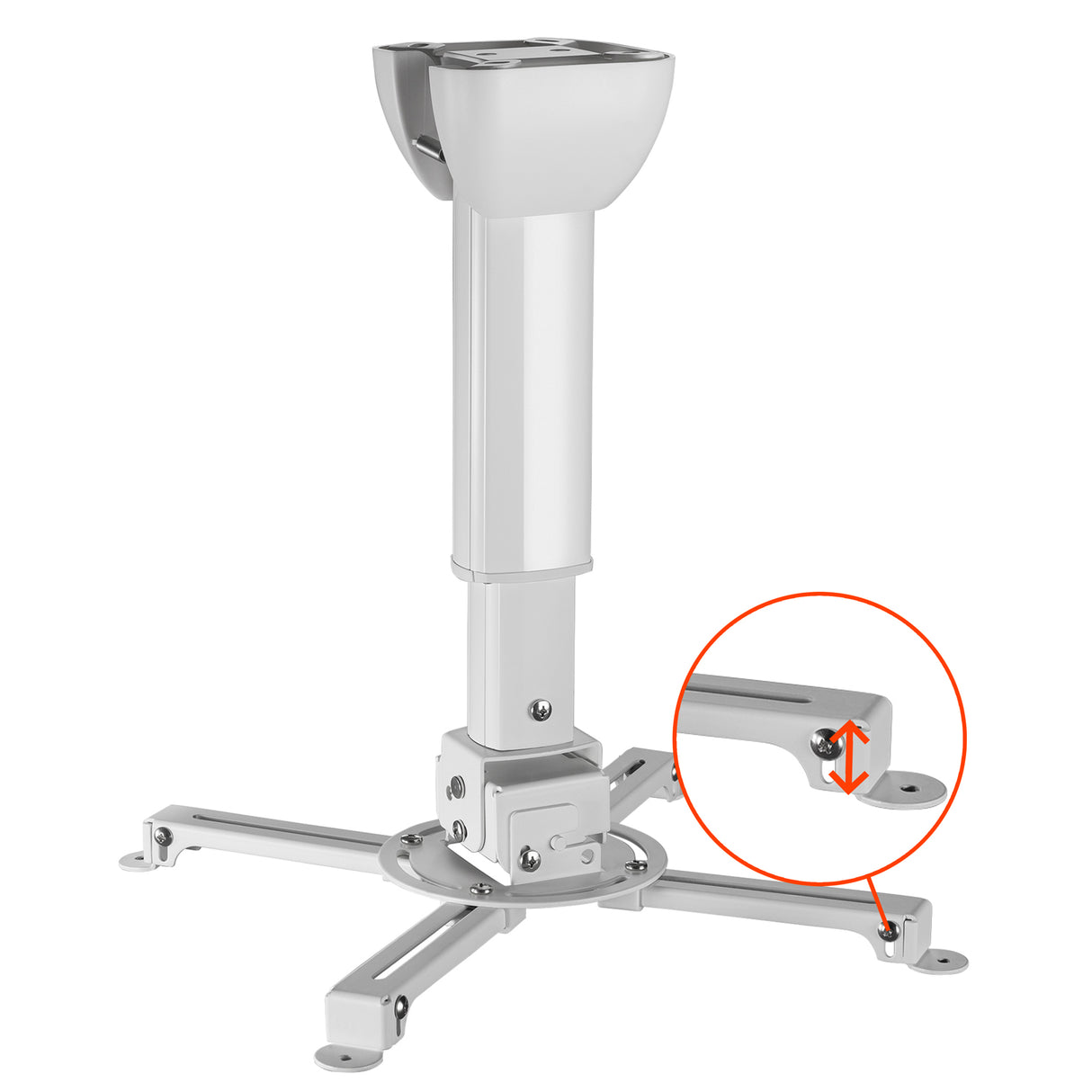 Celexon Deckenhalterung MultiCel 3040 Pro weiß - Detail Höhenjustierung am Haltearm