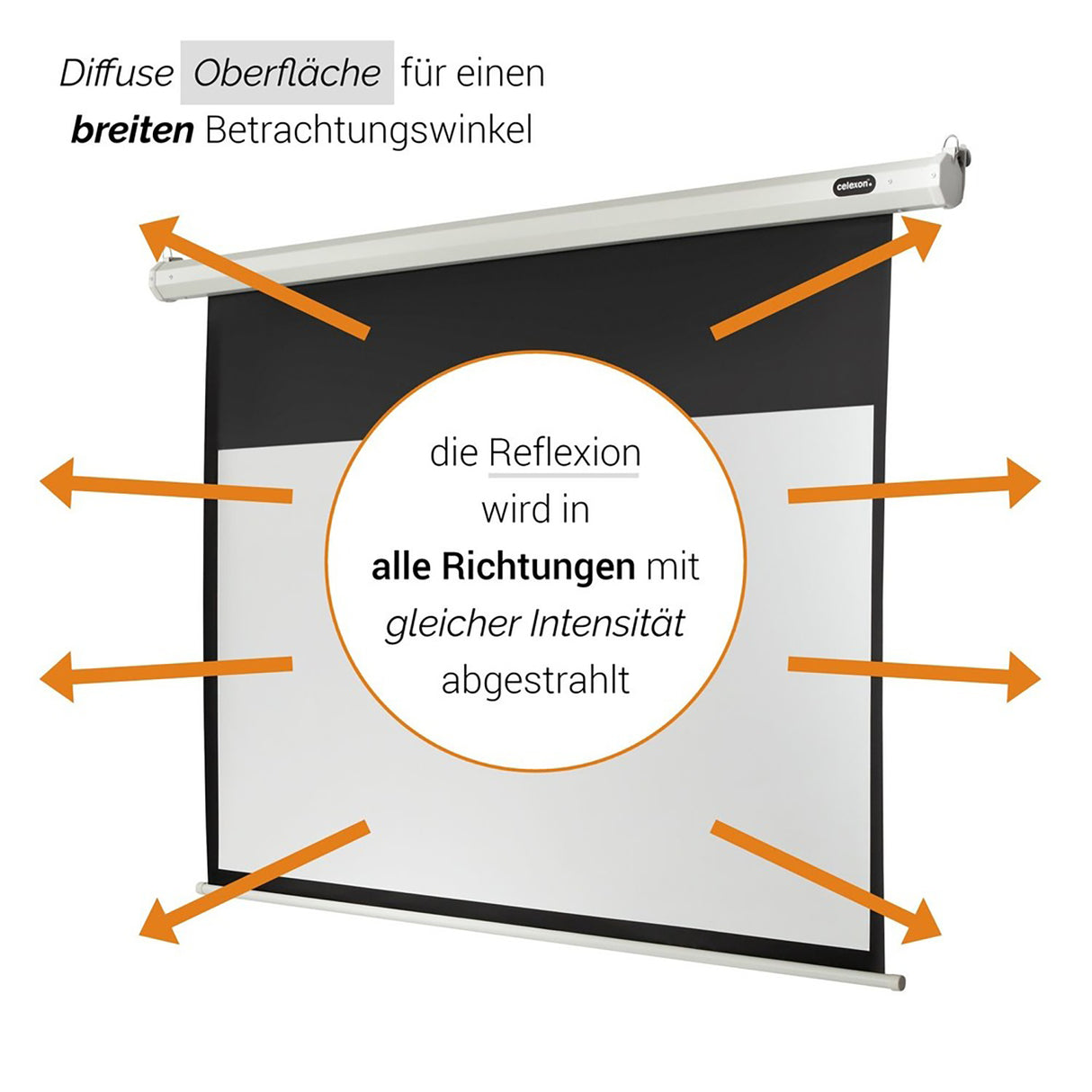 celexon Leinwand Motor Economy 180 x 102 cm - Grafik diffuse Oberfläche mit breitem Betrachtungswinkel