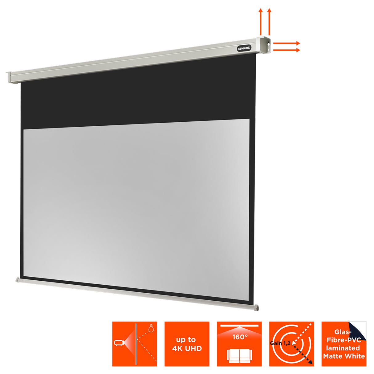 Celexon Leinwand Motor Professional 300 Zoll - Detail Bildformat und Rahmenmaße
