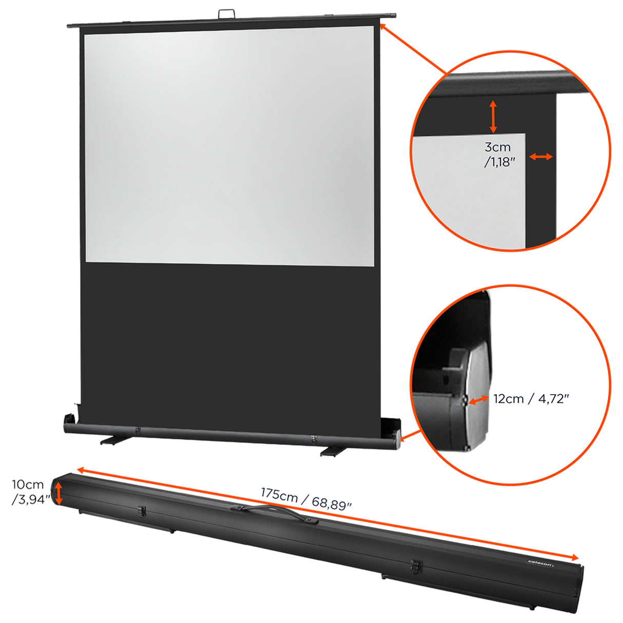 Celexon Ultramobil Plus Professional 160 x 120 cm - Detail Transportkoffer
