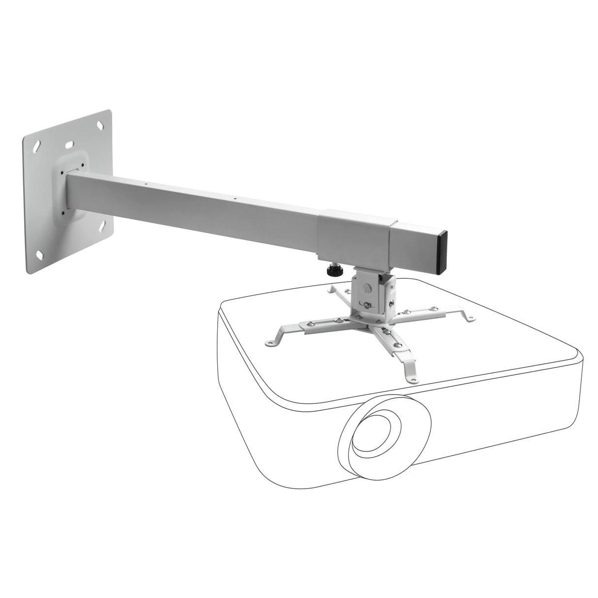 Celexon Wandhalterung Multicel WM600 60cm - Ansicht mit Beamer-Silhouette
