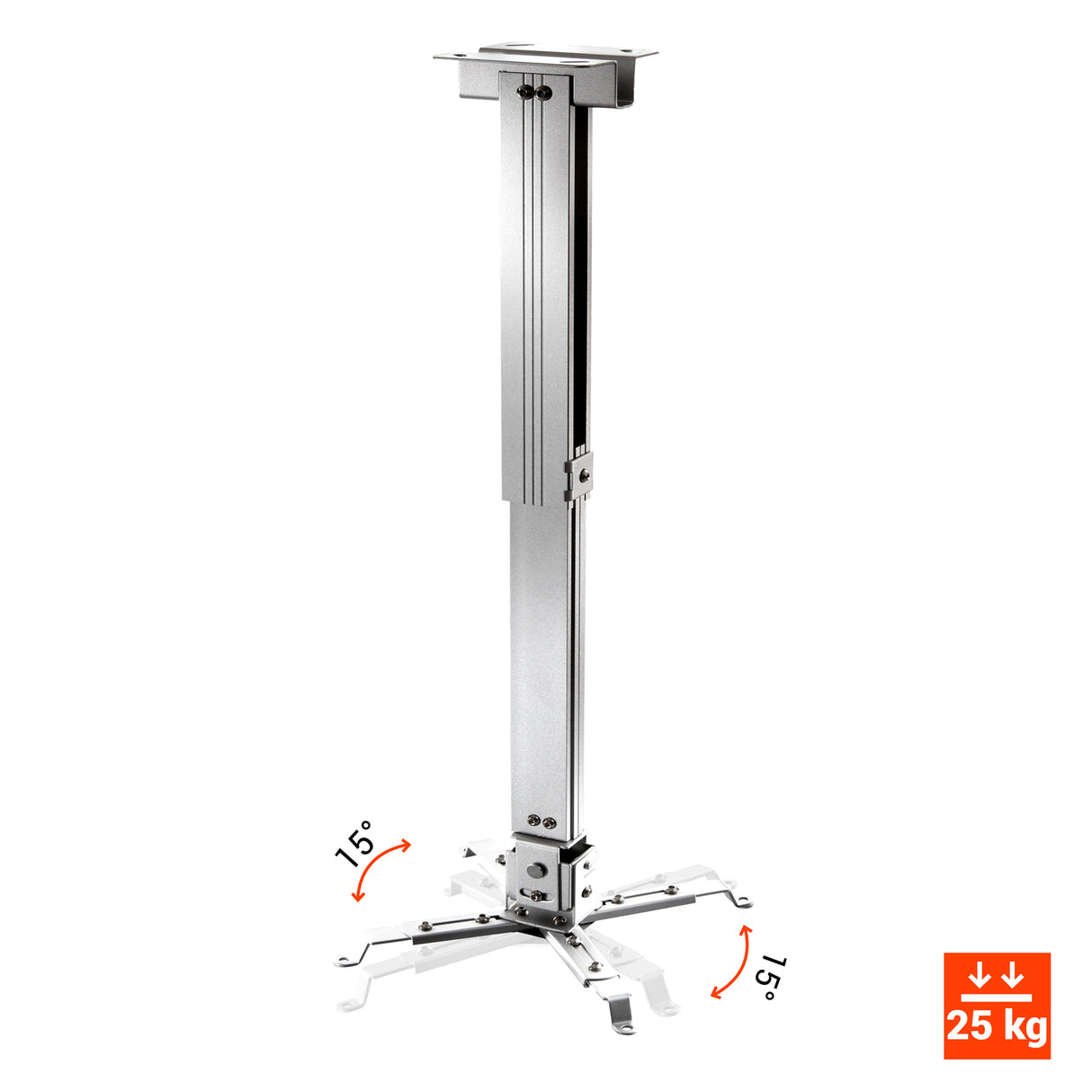 celexon Beamerhalterung MultiCel4070S - Darstellung Neigung 15 Grad und Traglast 25 kg