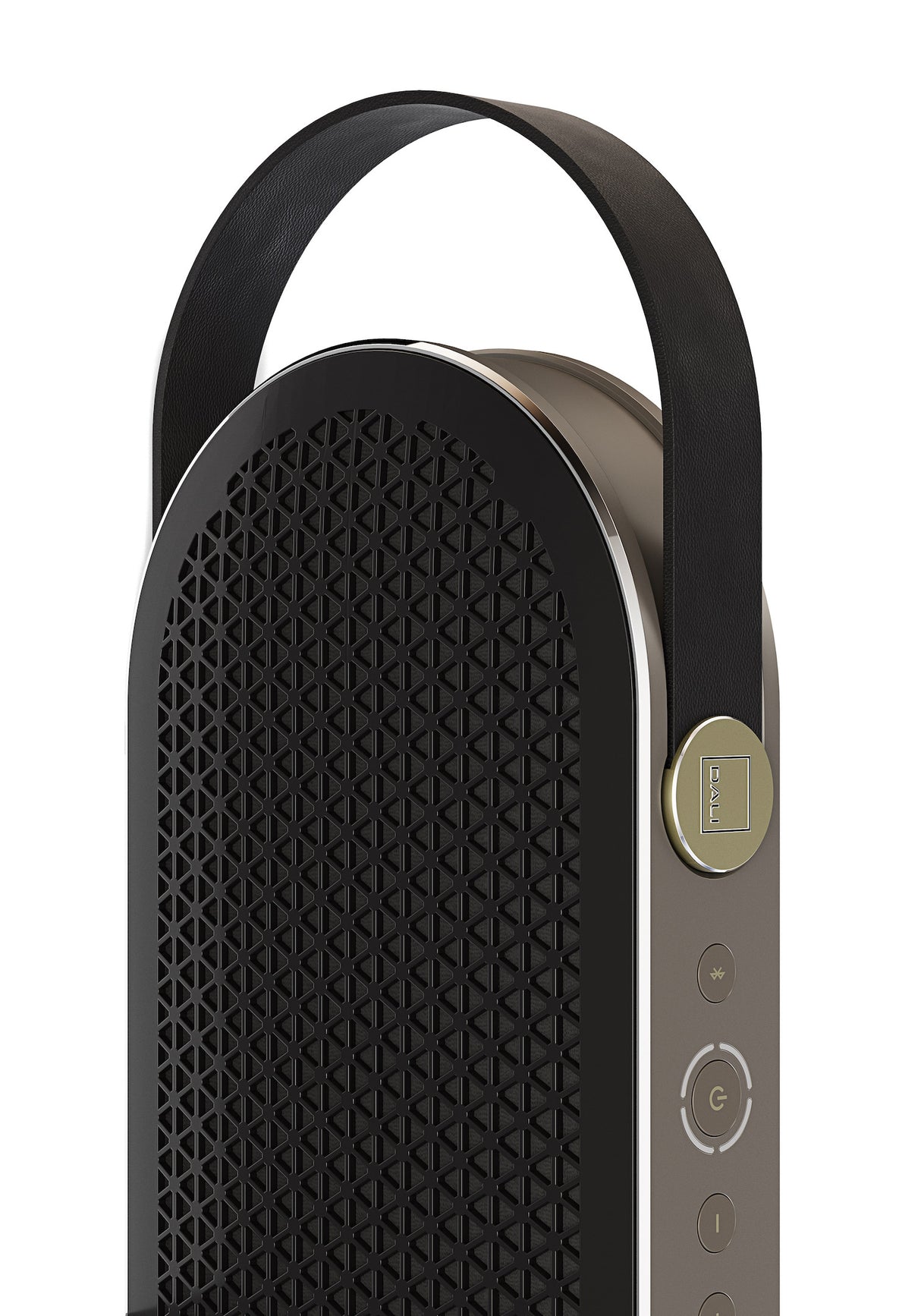 Dali Katch G2 Schwarz Bluetooth Lautsprecher - Detail Tragegriff und Bedienelemente