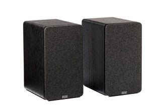 ELAC Debut Connex DCB41 Schwarz Aktivlautsprecher - Frontansicht Paar mit Stoffbezug