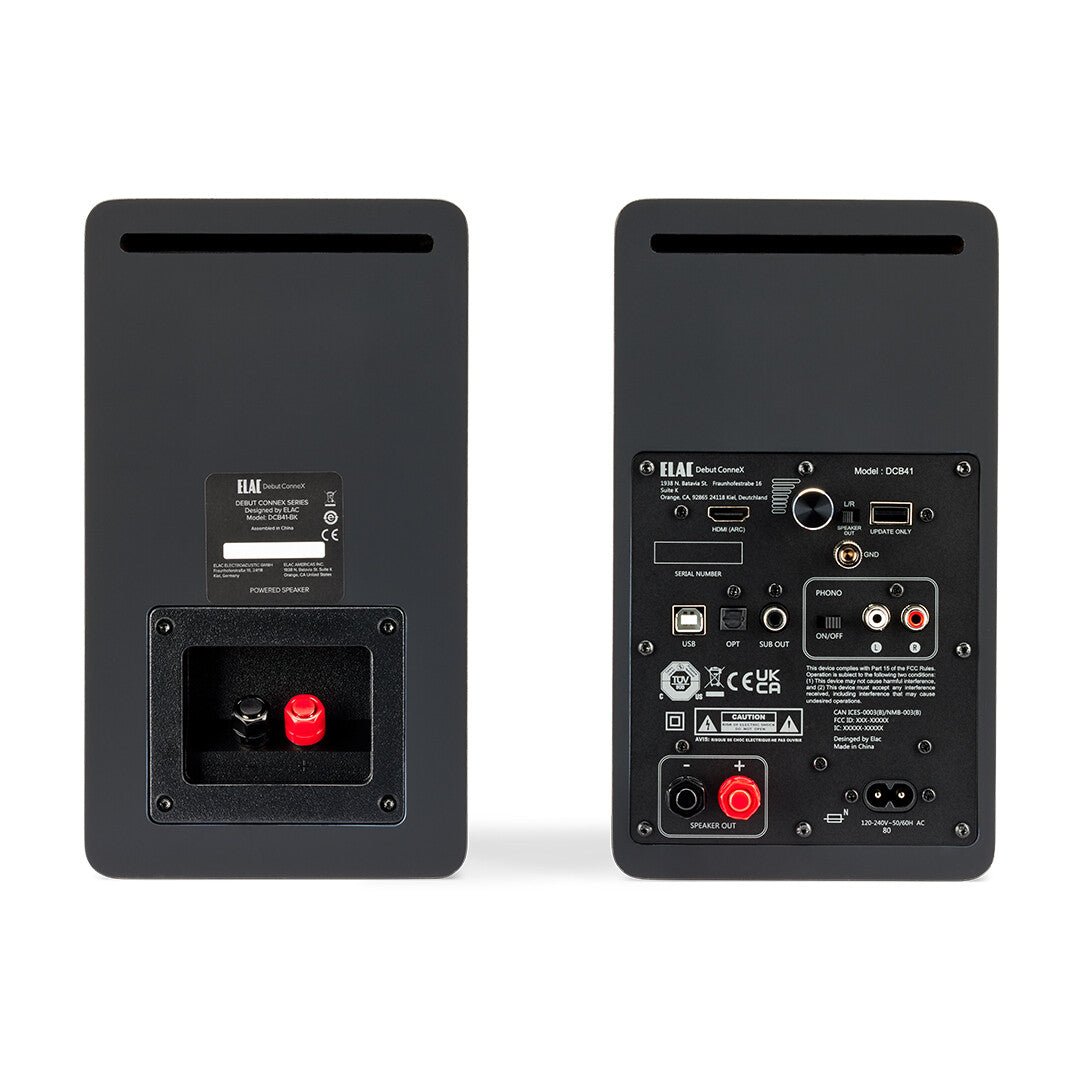 ELAC Debut Connex DCB41 Schwarz Aktivlautsprecher - Rückseite mit Anschlüssen