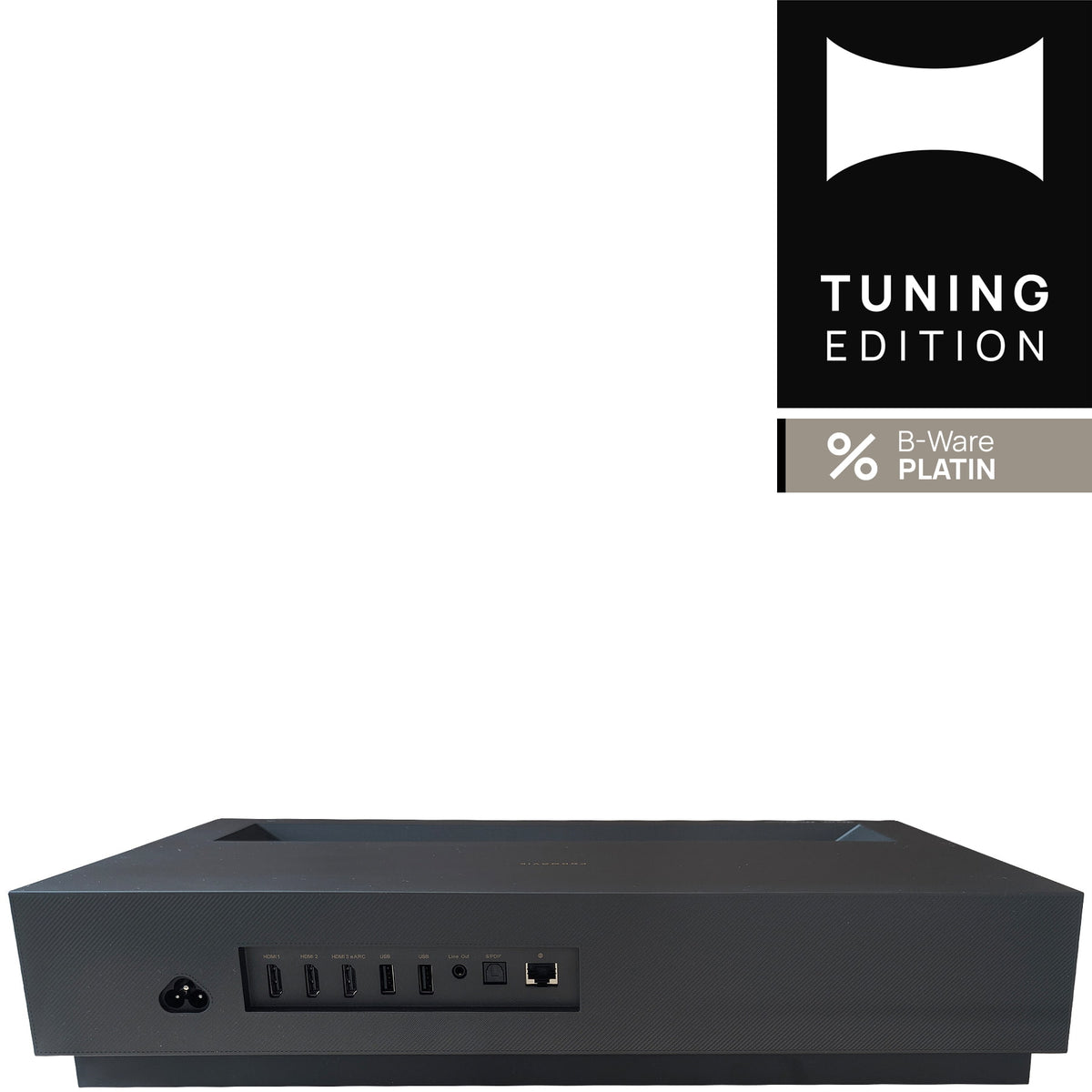 Formovie Cinema Edge Laser TV B-Ware Platin Rueckansicht mit Anschluessen