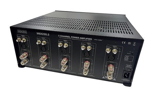 Musical Fidelity M6x 250.5 Silber 5-Kanal AV-Endstufe - Schrägansicht Rückseite