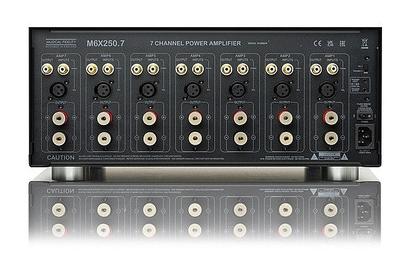 Musical Fidelity M6x 250.7 Silber 7-Kanal AV-Endstufe - Rückseite mit Anschlüssen
