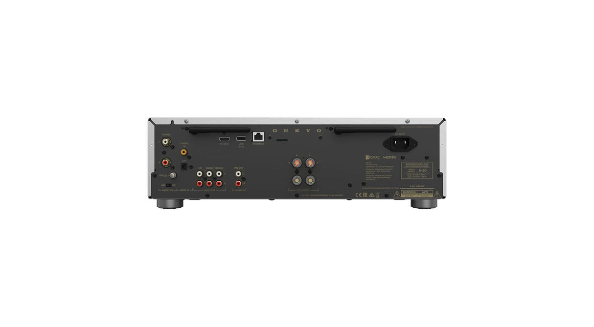 Onkyo A-50 Silber Netzwerk-Verstärker - Rückseite mit Anschlüssen Nahaufnahme