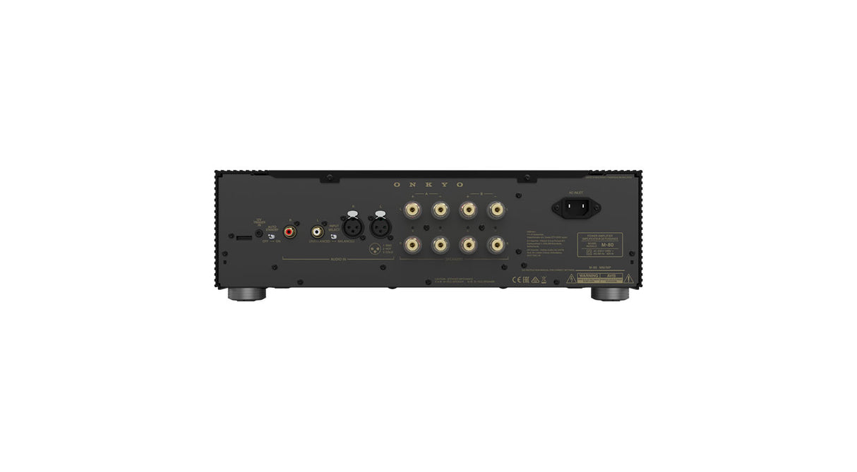 Onkyo M-80 Schwarz Endstufe - Frontansicht Nahaufnahme VU-Meter