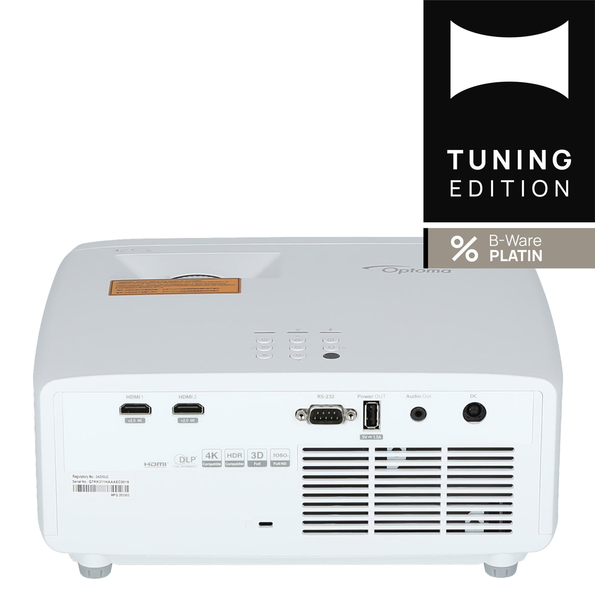 Optoma HZ40HDR B-Ware Platin - Rückseite mit Anschlüssen