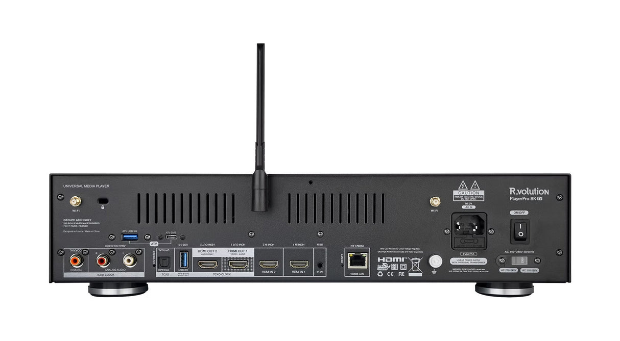 R_volution PlayerPro 8K TV Mediaplayer - Rückseite mit Anschlüssen