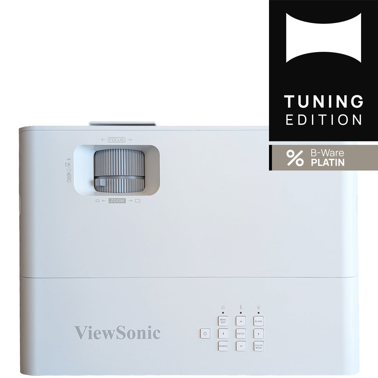 ViewSonic V754K Heimprojektor B-Ware Platin - Draufsicht mit Fokus und Zoom