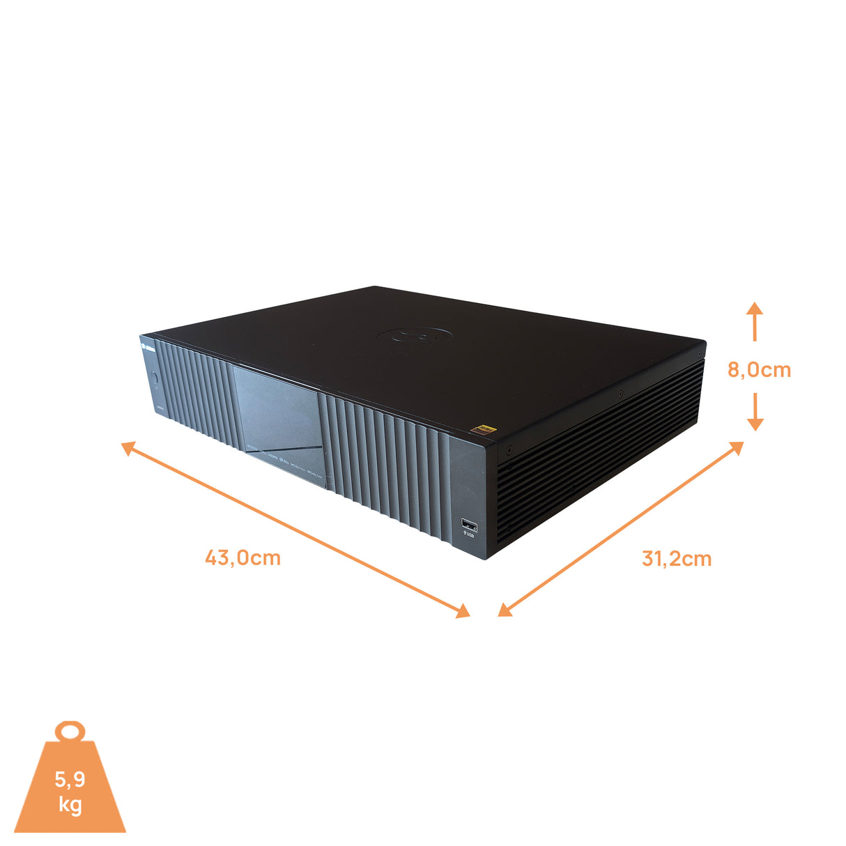 Zidoo UHD8000 Mediaplayer - Maßzeichnung mit Abmessungen