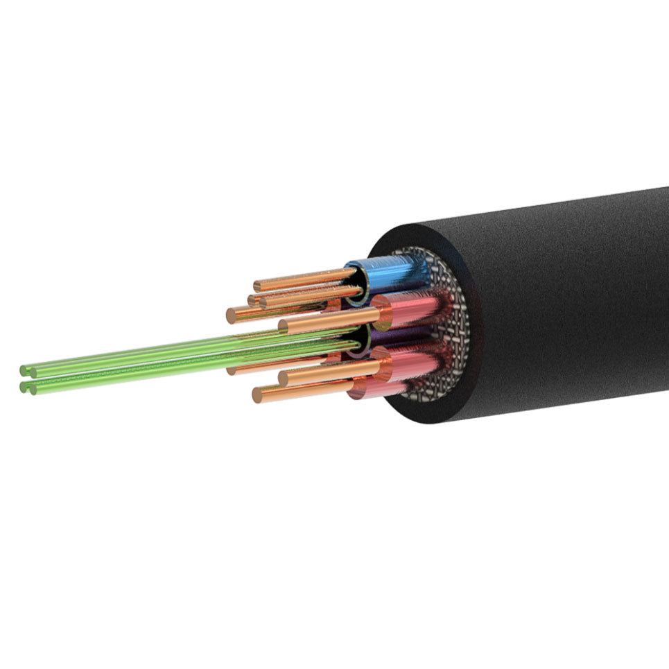 celexon UHD Fibre HDMI 25m HDMI 2.0b Kabel in Schwarz - Detail Glasfaser-Innenleiter im Querschnitt