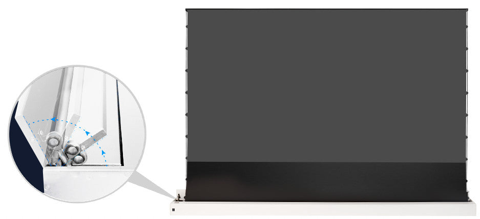 celexon CLR UST Kontrastleinwand II Plus 80 Zoll weiss - Rückseite mit Scherenmechanismus
