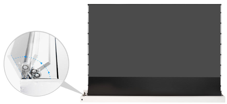 celexon CLR UST Kontrastleinwand II Plus 92 Zoll weiss - Rückseite mit Scherenmechanismus