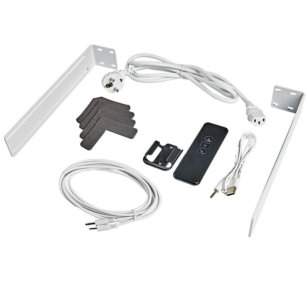 celexon Flexible motorischer Laser TV Auszug Weiß - Lieferumfang mit Fernbedienung, Kabeln und Montagewinkeln