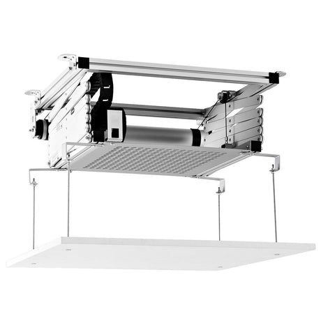 Celexon Deckenlift PL2000 Plus - Schrägansicht mit montiertem Beamer Nahaufnahme