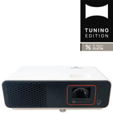 BenQ X500i Beamer - Frontansicht Objektiv Nahaufnahme HEIMKINO.de Tuning Edition Logo