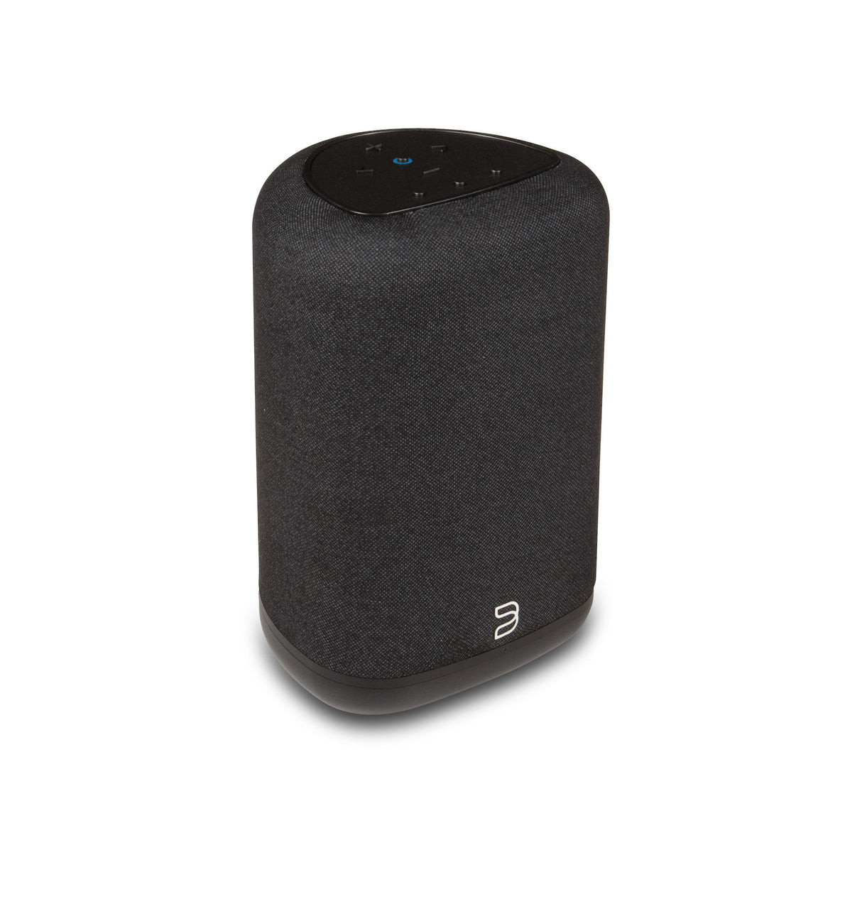 Bluesound PULSE Flex Schwarz Streaming-Lautsprecher - Schrägansicht mit Bedienfeld oben