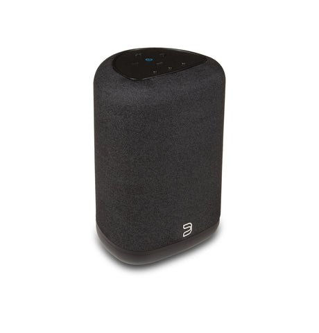 Bluesound PULSE Flex Schwarz Streaming-Lautsprecher - Schrägansicht mit Bedienfeld oben