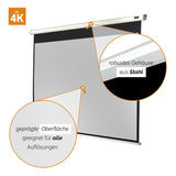 Celexon Leinwand Rollo Economy 200x150 cm - Detail Gehäuse aus Stahl und Oberfläche