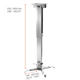 Celexon Beamerhalterung MultiCel63100S - Schrägansicht mit Abmessungen