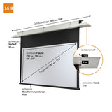 celexon Deckeneinbau Leinwand Motor Expert 250 x 140 cm - Maßzeichnung mit Abmessungen
