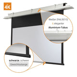 celexon Deckeneinbau Leinwand Motor Expert 250 x 140 cm - Detail Aluminium-Tubus und Gewichtsstange