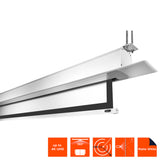 celexon Deckeneinbau Leinwand Motor Pro Plus 180 x 101 cm - Nahaufnahme von unten mit Icons 4K UHD und Matte White