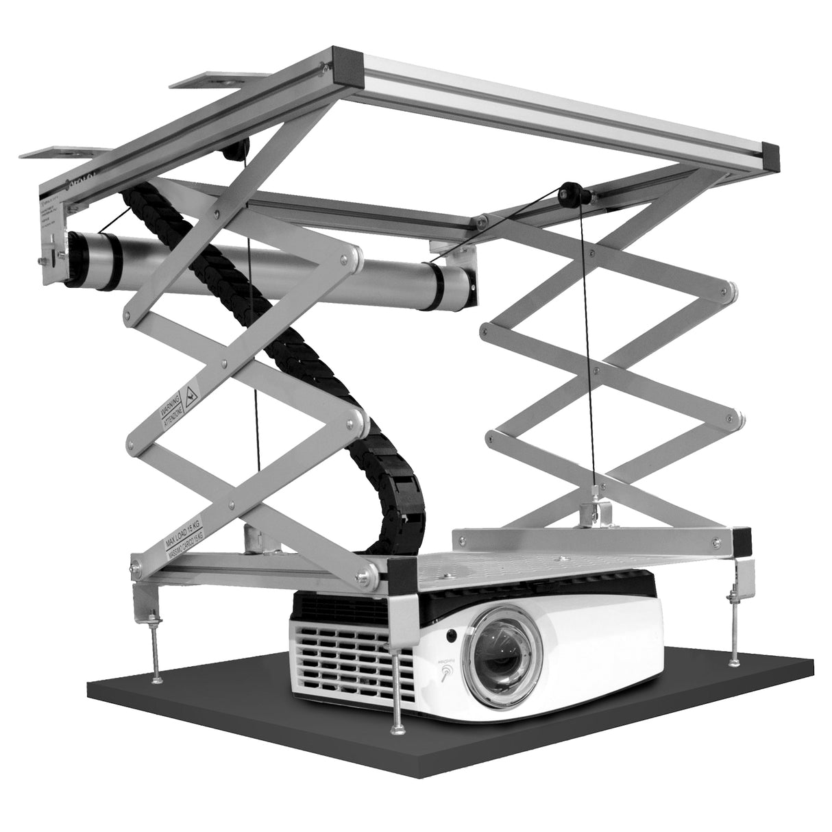 Celexon Deckenlift PL1000 - ausgefahrener Lift mit montiertem Beamer