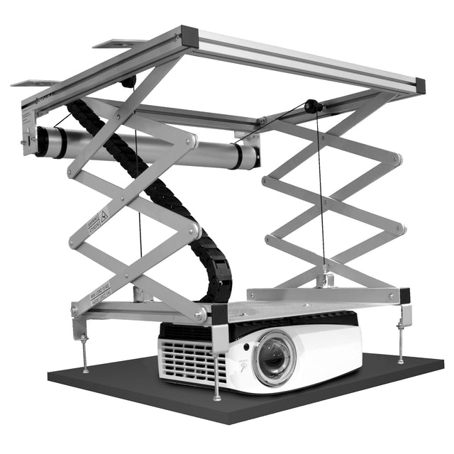 Celexon Deckenlift PL1000 - ausgefahrener Lift mit montiertem Beamer