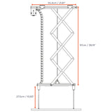 Celexon Deckenlift PL1000 - Maßzeichnung Seitenansicht ausgefahren 97 cm