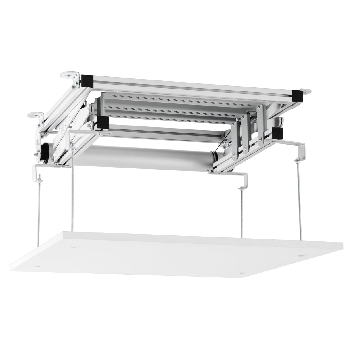 Celexon Deckenlift PL300 - Schrägansicht Lift ausgefahren mit Beamer