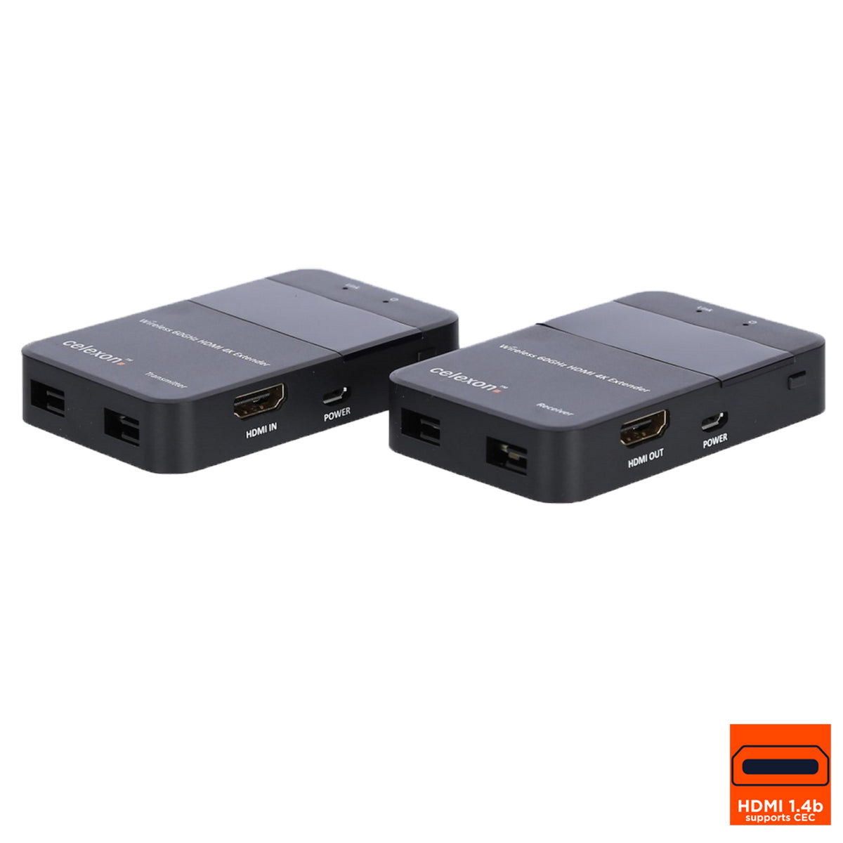 celexon Wireless HDMI-Funk-Set WHD30M-4K - Anschlüsse (HDMI, USB)