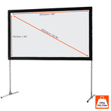 celexon Faltrahmen Leinwand Mobil Expert 203x114 cm - Maßzeichnung mit Abmessungen der Projektionsfläche