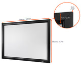 celexon HomeCinema Frame Rahmenleinwand 160 x 90 cm - Maßzeichnung mit Außenmaßen und Rahmendetail