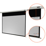 celexon Leinwand Motor Economy 200 x 113 cm - Detail schwarzer Vorlauf und Rand mit Maßangaben