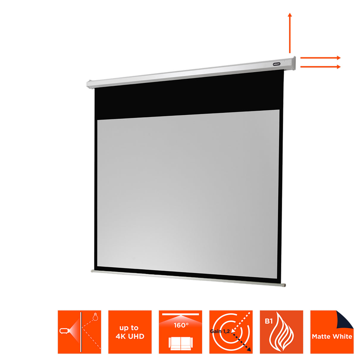 Celexon Leinwand Motor Economy 300 Zoll - Detail schwarzer Rand und Bildbereich